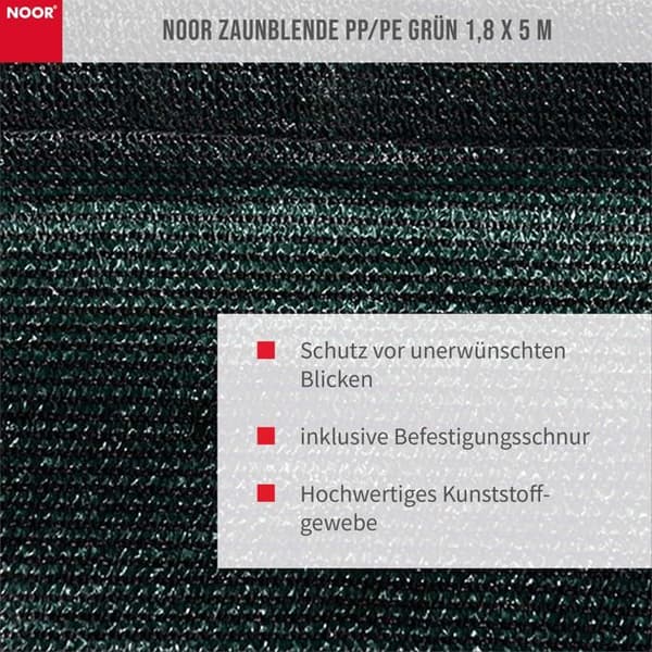 Noor fågelskyddsnät - 0266-4 - vindtätt nät av slitstark PE/PP, Grön, 1,8x 5m