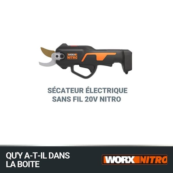 Worx - WG330E.9 - NITRO - 20V Borstlös sladdlös sax/beskärare - (Levereras utan batteri eller laddare) - Svart/Orange