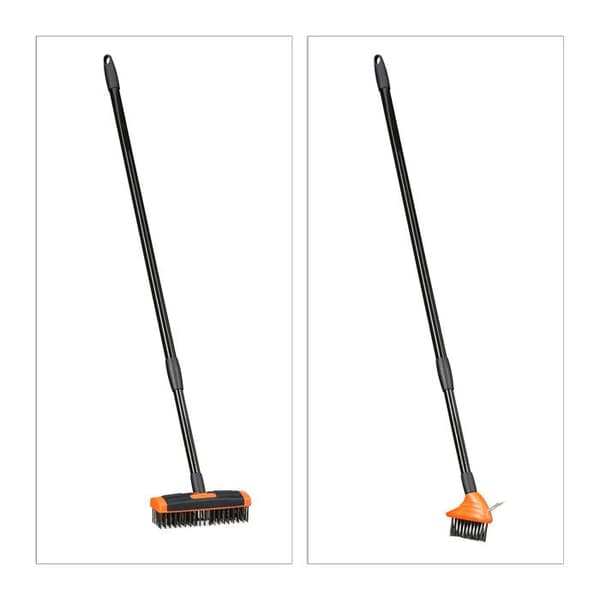 Relaxdays Set med fogborstar och teleskopskaft 80-140 cm, kolstålstrådar, optimal skötsel, svart