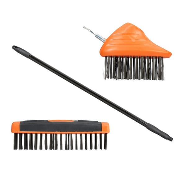 Relaxdays Set med fogborstar och teleskopskaft 80-140 cm, kolstålstrådar, optimal skötsel, svart