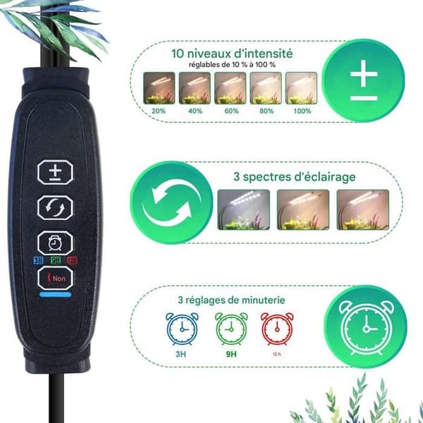 Inomhusväxtlampa - LED-växtlampa - Växtbelysning - 2 st, 40 LED - för inomhusväxttillväxt (utan adapter)