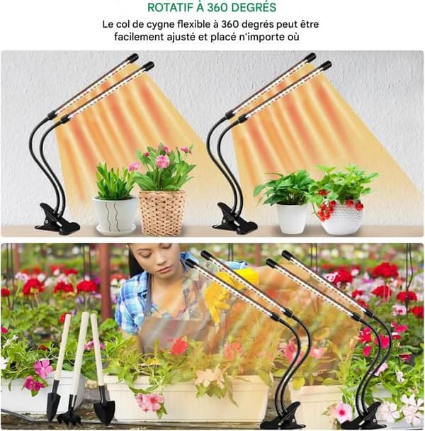 Inomhusväxtlampa - LED-växtlampa - Växtbelysning - 2 st, 40 LED - för inomhusväxttillväxt (utan adapter)