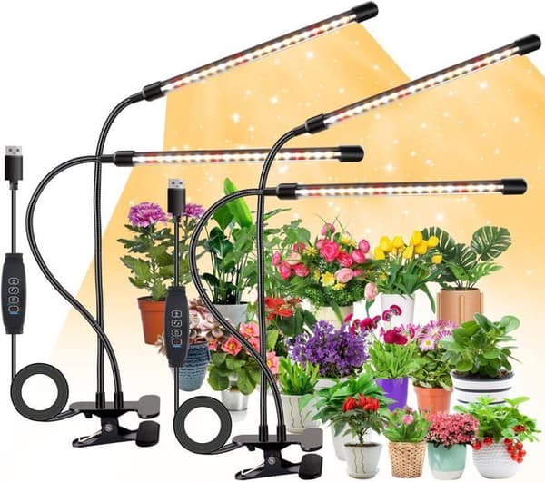 Inomhusväxtlampa - LED-växtlampa - Växtbelysning - 2 st, 40 LED - för inomhusväxttillväxt (utan adapter)