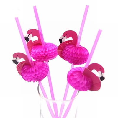12-pack sugrör - Flamingo - Rosa