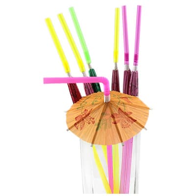 12-pack sugrör - Paraply - Flerfärgade