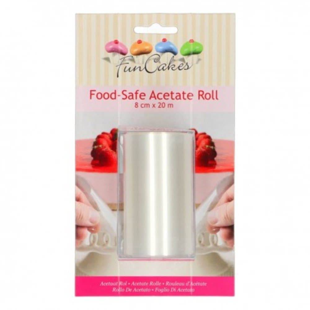 8cm Food Safe Acetate Roll FunCakes 20m Tårtplast