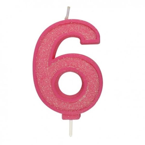 6 Stort Ljus Pink Sparkle 1 st