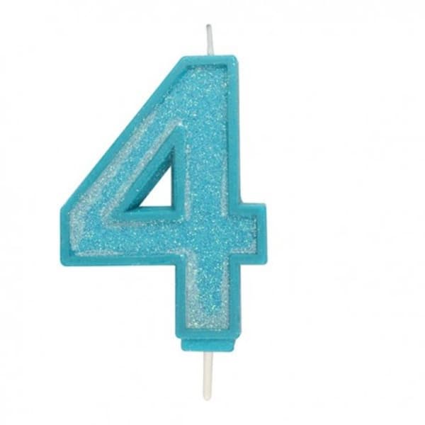 4 Stort Ljus Blue Sparkle 1 st