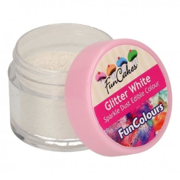 Glitter White Sparkle Dust Pulverfärg FunCakes 3,5g