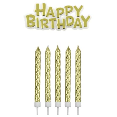 Happy Birthday Gold Tårtljus PME
