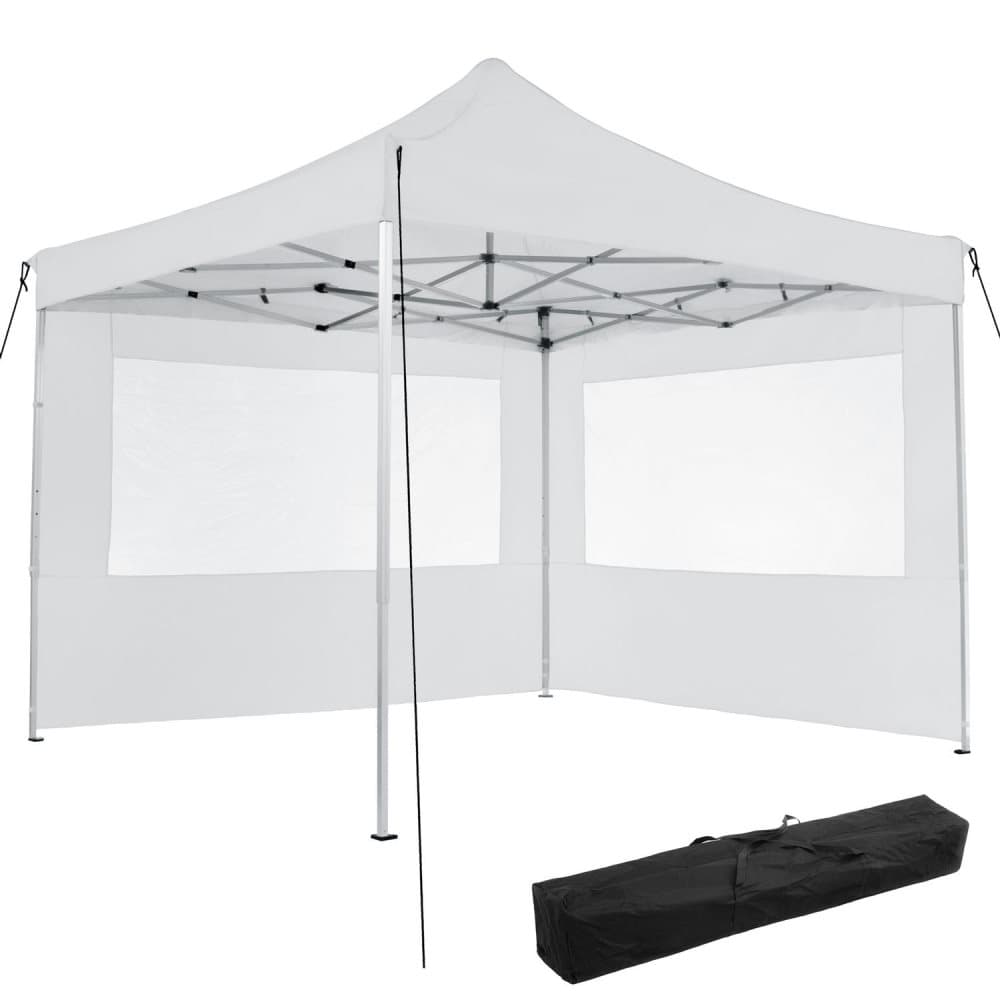 Easy up pavillon Olivia 3x3 m med 2 sidestykker - hvid