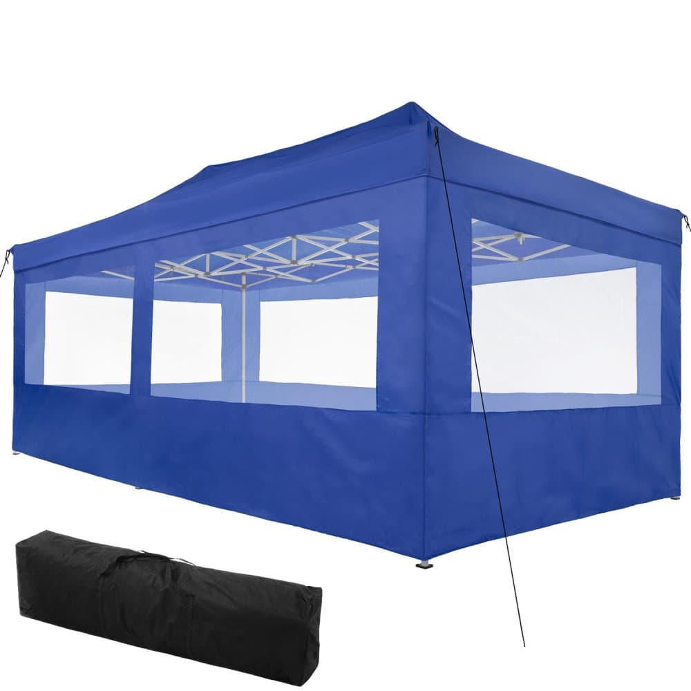 Easy up pavillon Viola 3x6 m med 4 sidestykker - blå