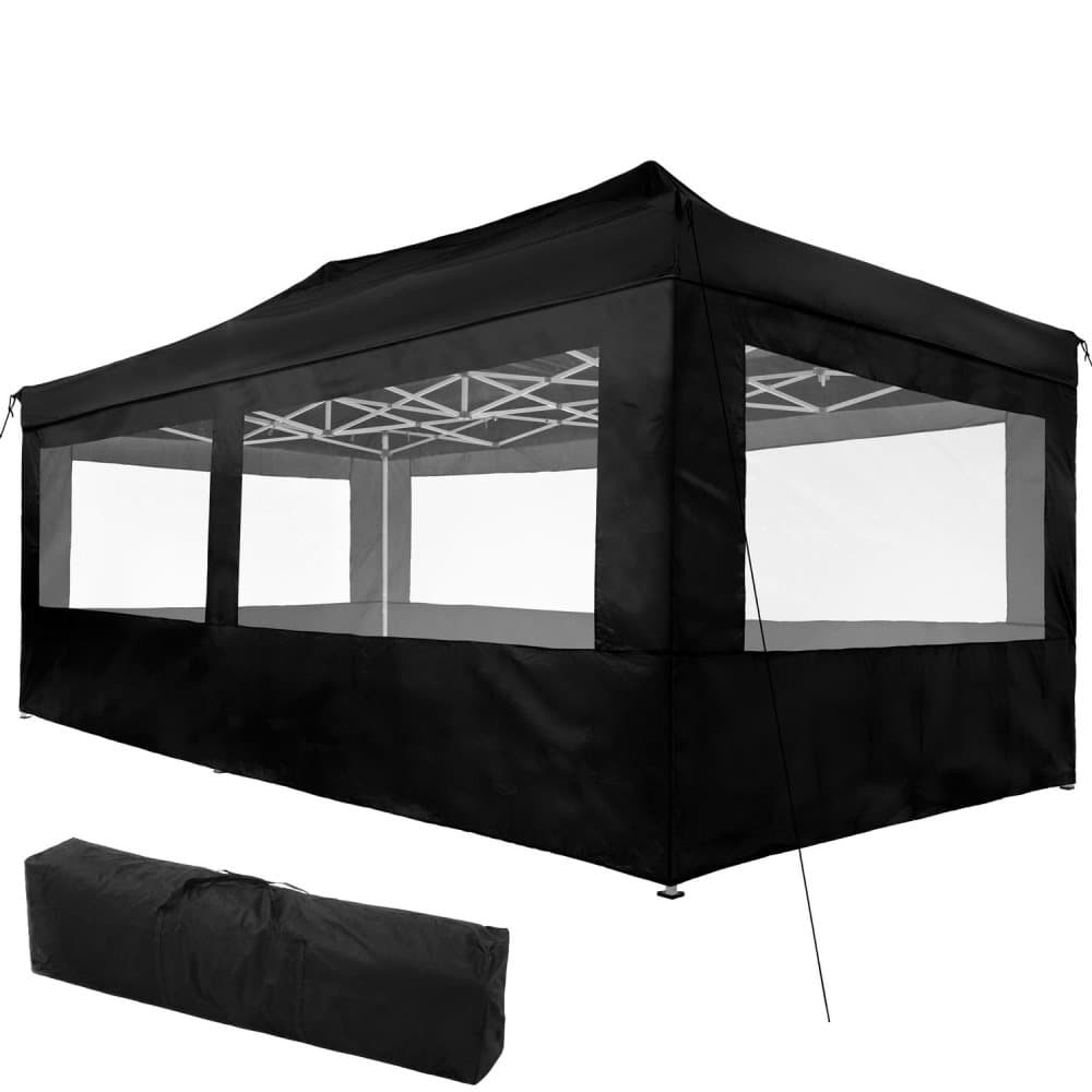 Easy up pavillon Viola 3x6 m med 4 sidestykker - sort
