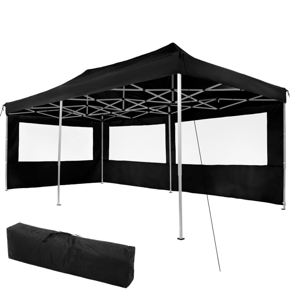 Easy up pavillon Viola 3x6 m med 2 sidestykker - sort