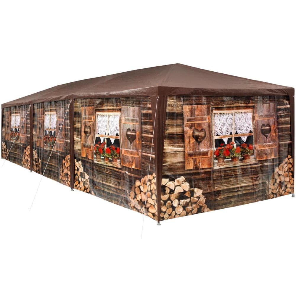 Havepavillon med 8 sider 9x3 m - brun