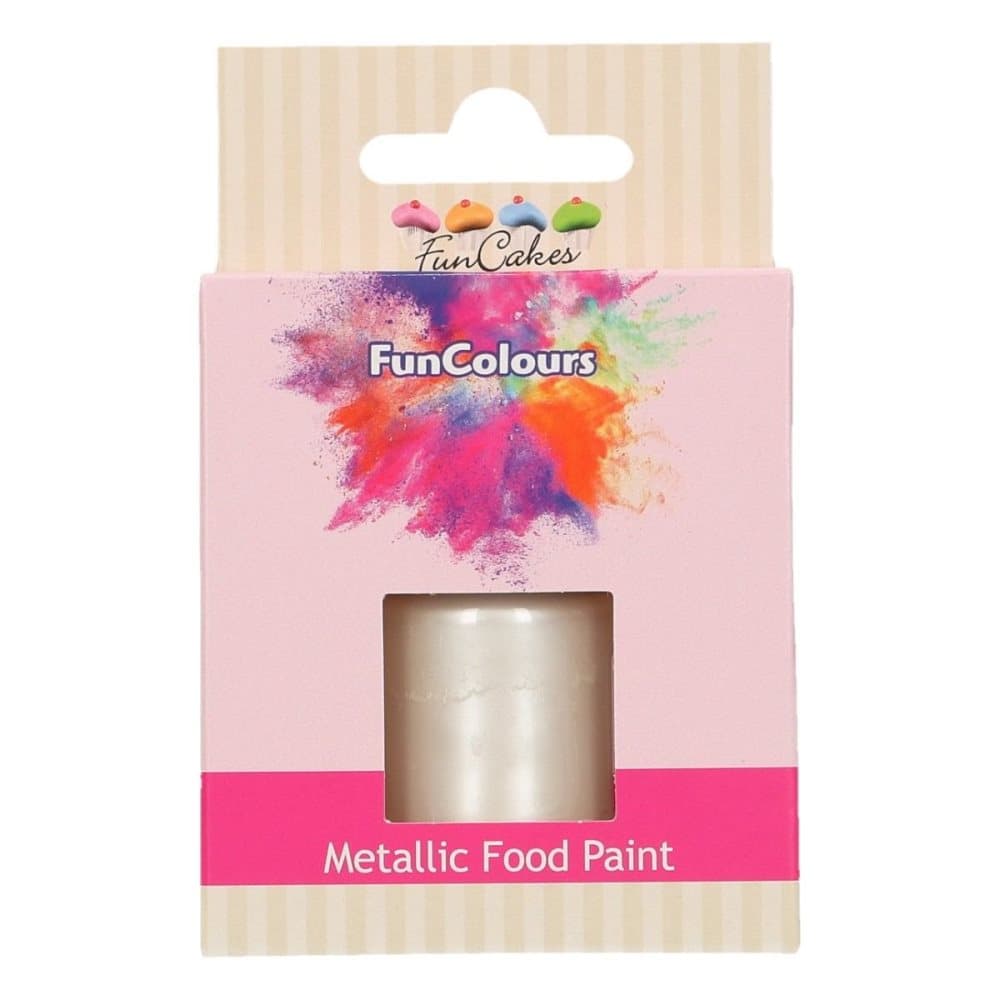 Pearl White Metallic Food Paint Funcakes 30ml