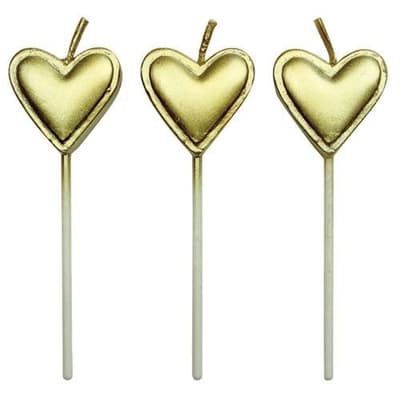 Gold Hearts Tårtljus 8st