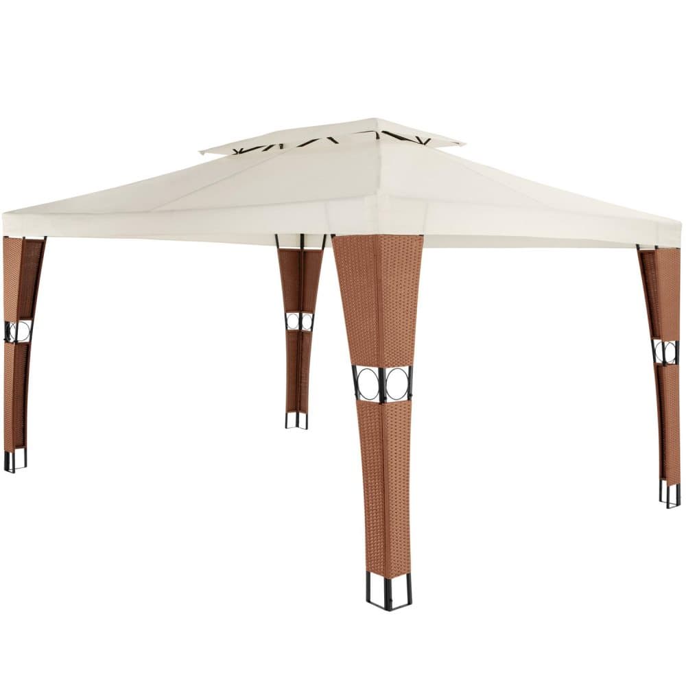 Havepavillon i polyrattan Mona 3x4m - brun/creme