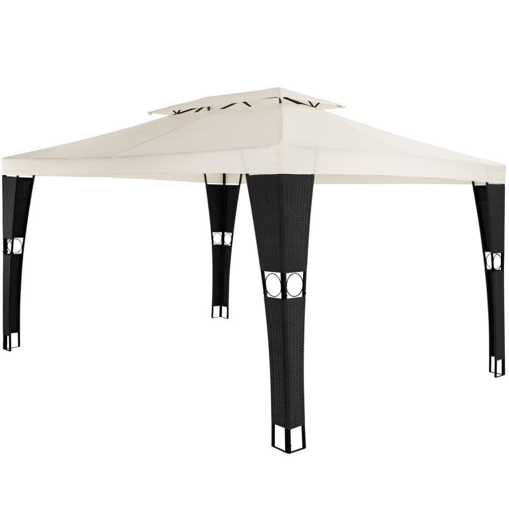 Havepavillon i polyrattan Mona 3x4m - sort/creme