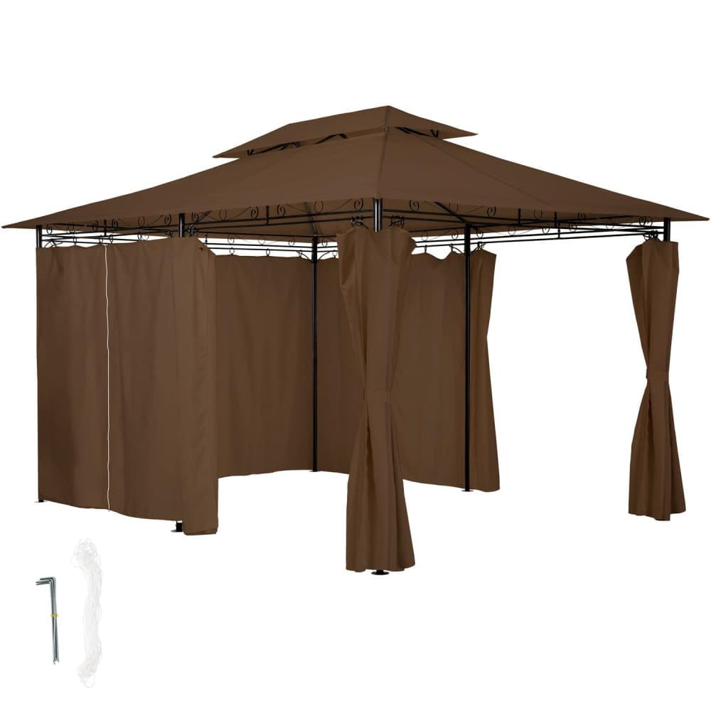 Luksus havepavillon med 6 sider - brun