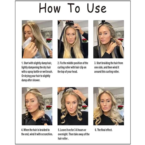 Heatless Hair Curlers - Få vakre krøller uten varme - Svart