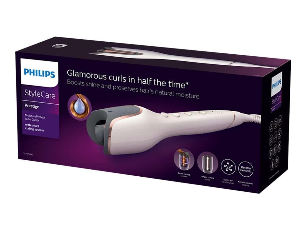 Philips MoistureProtect Auto Curler, Locktång, Varm, Alla hår, 170 ° C, 30 s, Vit