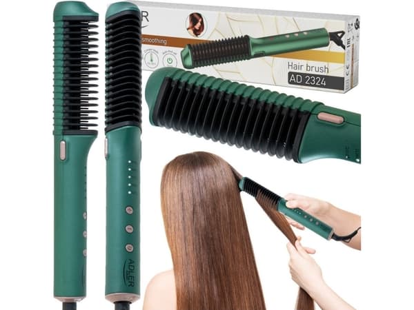Szczotka prostująca Adler Straightening Brush AD 2324 Number of temperature settings 5, Temperature (max) 210 °C, Green