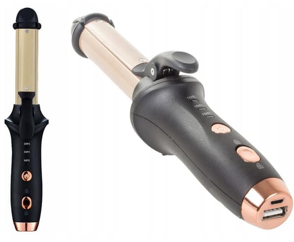 2 i 1 Professionell Hårkrullare Hair Curler Plattång Batteri Powerbank