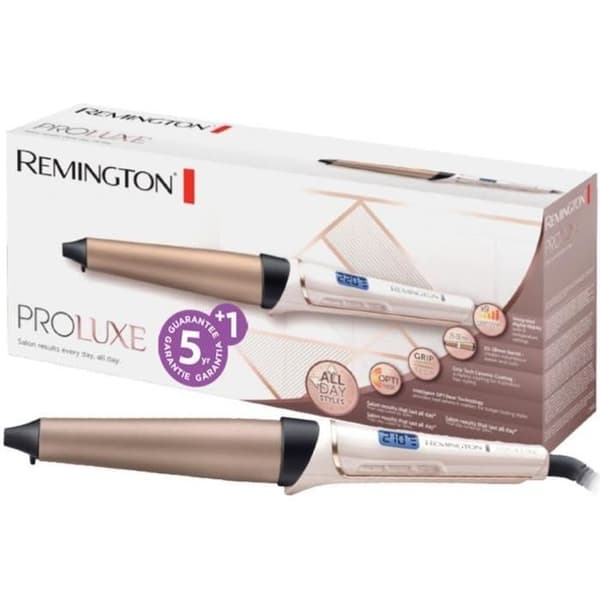 Remington CI91X1 locktång, Proluxe Advanced Ceramic Grip Tech Tapered Curler, intelligent temperaturteknologi brons, Vit