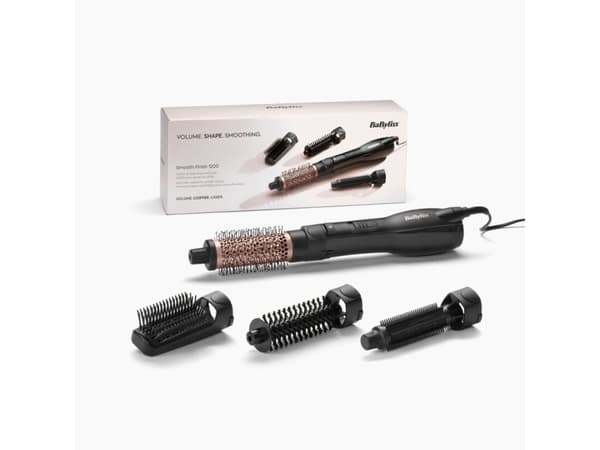 BaByliss AS122E, Varmluftsbørste, Varm, Knapper, Sort, Rosegull, Keramisk, 2,2 m