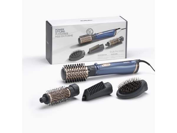 BaByliss Style Pro 1000, Varmluftsborste, Varm, Scrollbar, Alla hår, Lång, Medium, Torrt hår