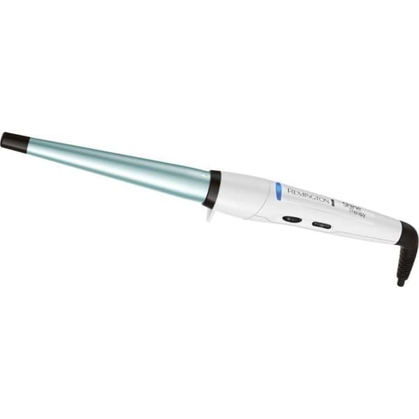Konisk locktång - REMINGTON - CI53W Shine Therapy - 210° C - Snabb uppvärmning - 8 temperaturer - Vit Turkos, Vit