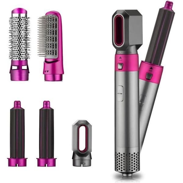 5 i 1 multifunktionell hårfönskam Varmluftstylerkam Uträtning Curling Iron Roller Style Borste Hårstylingverktyg
