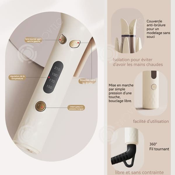 INN Automatisk locktång 220v 28mm 4 temperaturnivåer LED locktång med 30 miljoner negativa joner hårrullare