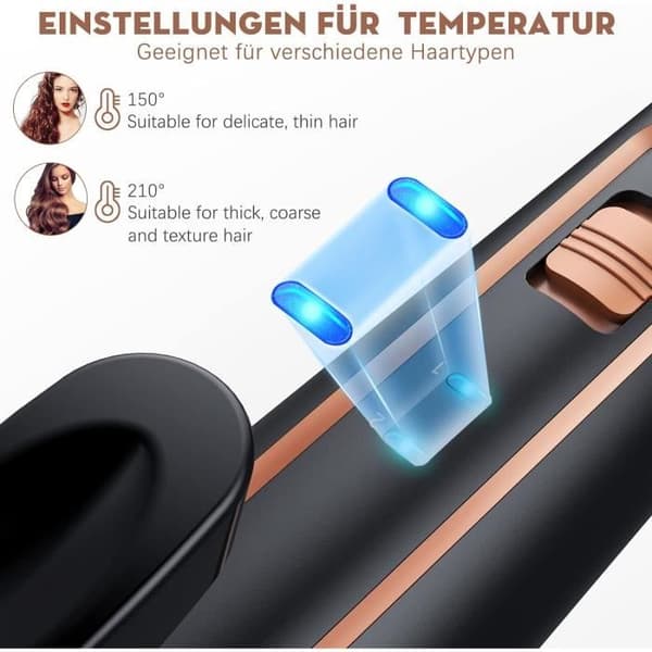 BESTOPE PRO 5 i 1 locktång set - 3 tunna locktång för stora lockar keramiska locktång med olika tillbehör