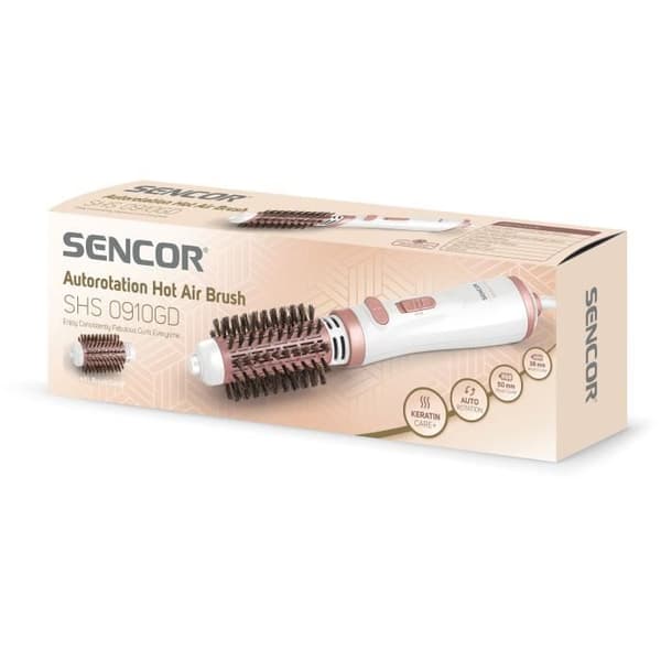 Varmluftsborste - SENCOR - SHS 0910GD - 1000 W - Automatisk rotation - Guld / Vit