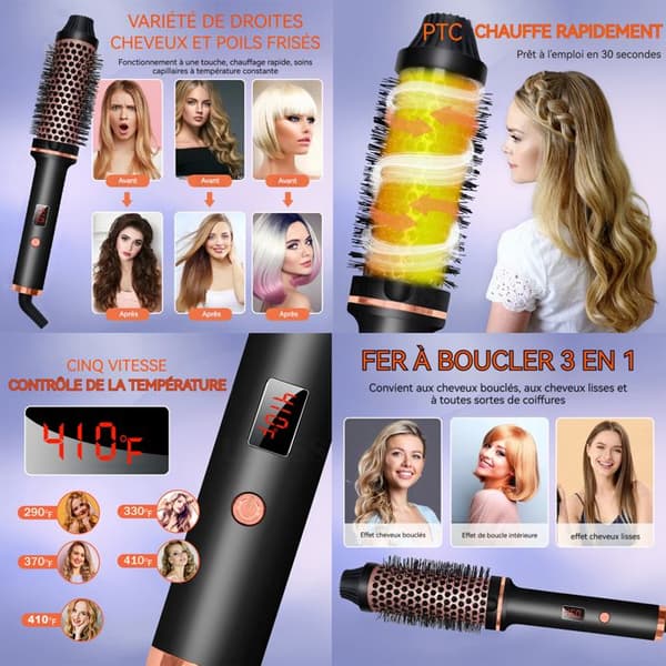 220V locktång 38mm Storlek Rolling Rod Large Curly Bangs Permanent Wand 290-410 Degree Fahrenheit LED Display