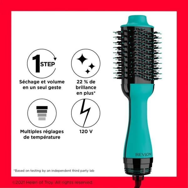REVLON Teal Blue Volumizing Dry Brush - Jonisk Teknologi - 2 Hastigheter, 3 Värmenivåer