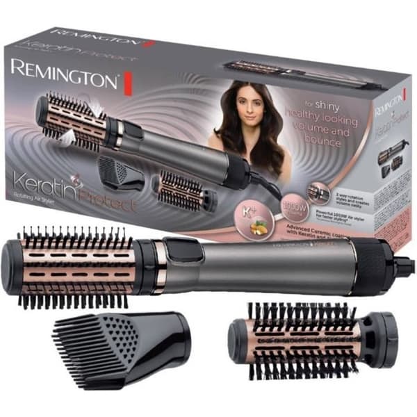 Remington AS8810 pyörivä hiusharja, jossa on lämpöä ja volyymia antava keratiinisuoja, keratiinihoito manteliöljyllä