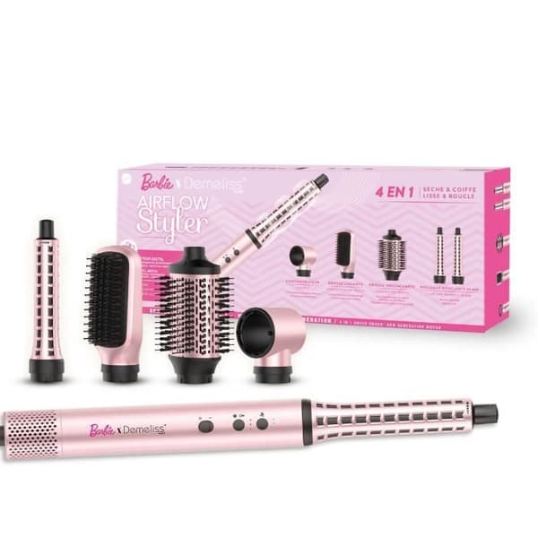 Hårtorkborste - DEMELISS - Air Flow Styler Barbie Edition - 3 hastigheter - Rosa