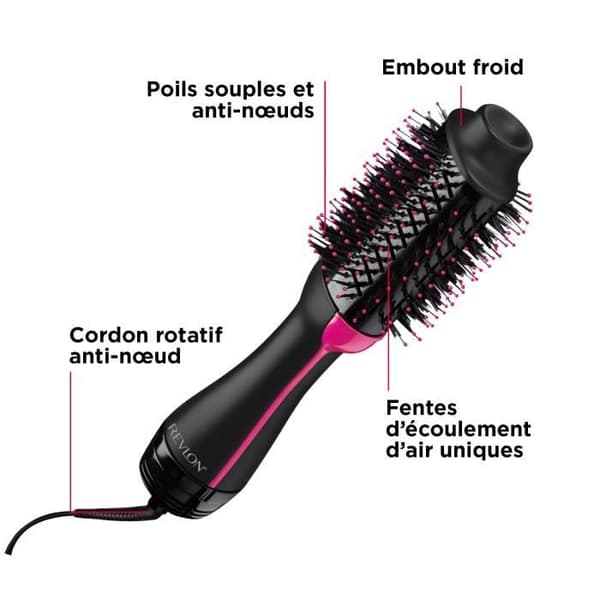 REVLON RVDR5222E 2-i-1 Perfectionist Volumizing Dry Brush - Pro Collection - Svart/Rosa