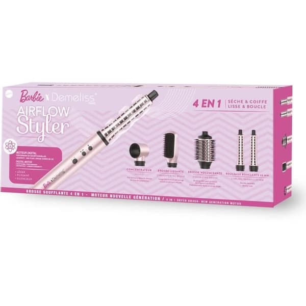 Föönausharja - DEMELISS - Air Flow Styler Barbie Edition - 3 nopeutta - Vaaleanpunainen