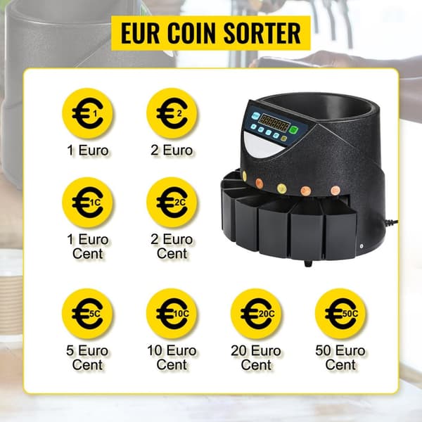 300 mynt/min professionell elektrisk automatisk euro mynträknare med LED-skärm, exakt, stor kapacitet, enkel manövrering