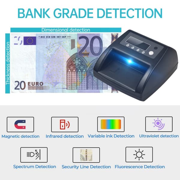 Mini UV falskmøntdetektor, hurtig verifikation, multiple valutaopdagelse,sort