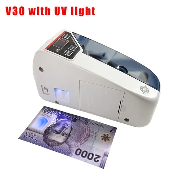 Pengaräkningsmaskin, bärbar design, falska pengar-detektor UV-ljus., V30 med UV, EU