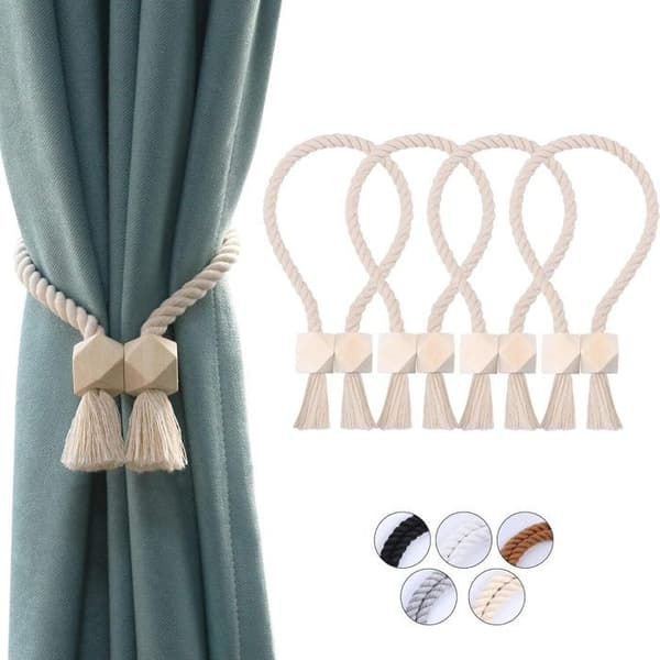 4-packs gardinband, magnetiska spännband, för hemkontorsinredning, beige