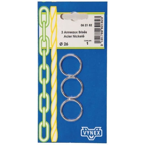 VYNEX - Blister med 3 ringar bruten förnicklad Ø26mm