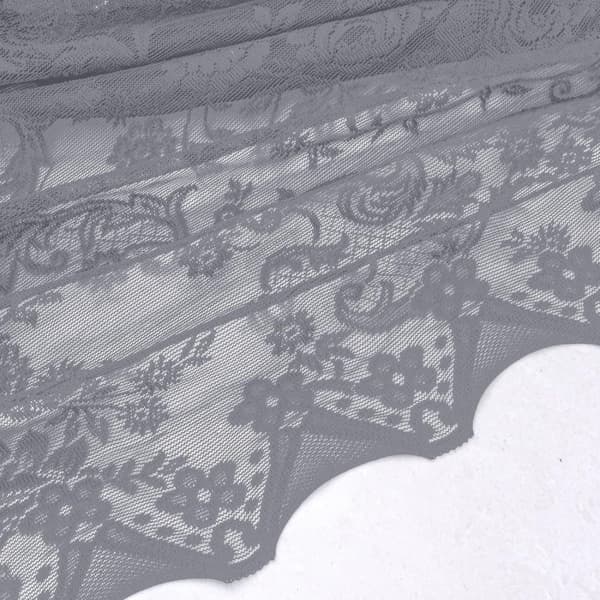 Kukka Vintage Verho Puoliläpinäkyvä pitsiverho helmitupsukoristeella Wave Sheer Curtain Tang Pocket Design