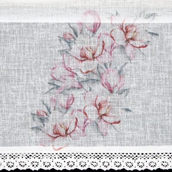 Färdig gardin SUZY 150x30 Eurofirany vit/rosa