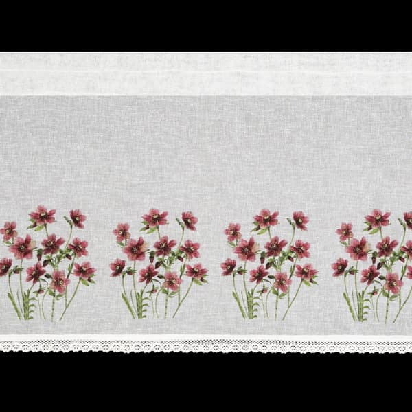Färdiga gardiner ISA 150x60 Eurofirany vita vinröda blommor